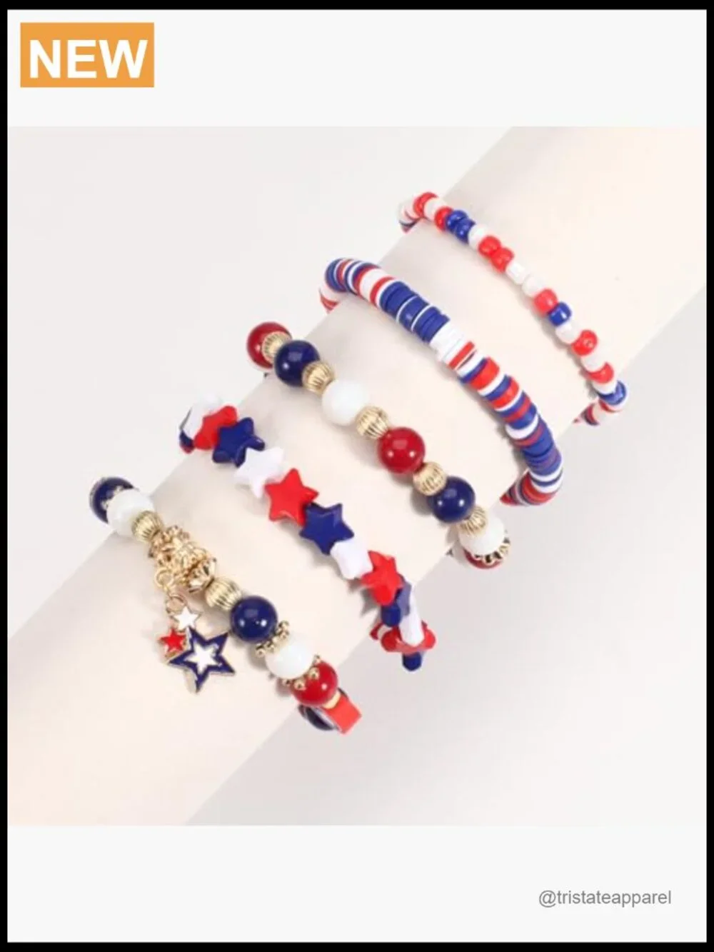 Patriotic Beaded Stretch Bracelets Set of 4